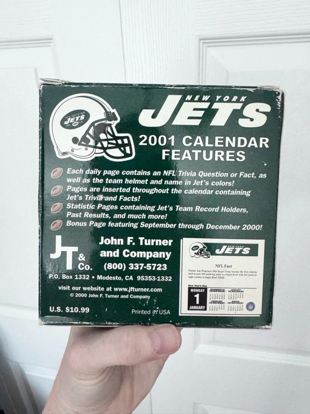 Vintage New York Jets 2001 Wall Calendar - As Is